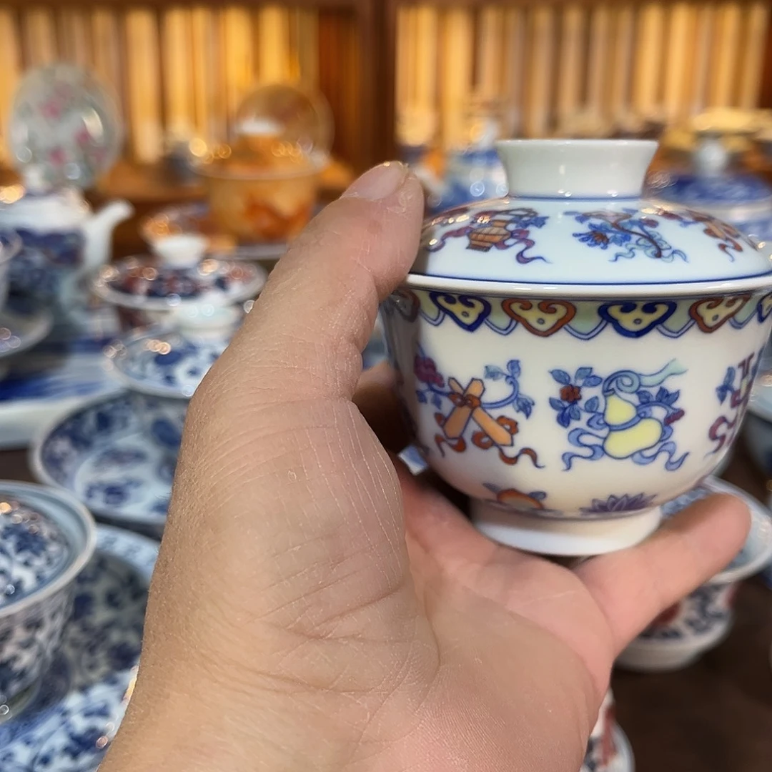 錡镇堂手工手绘盖碗