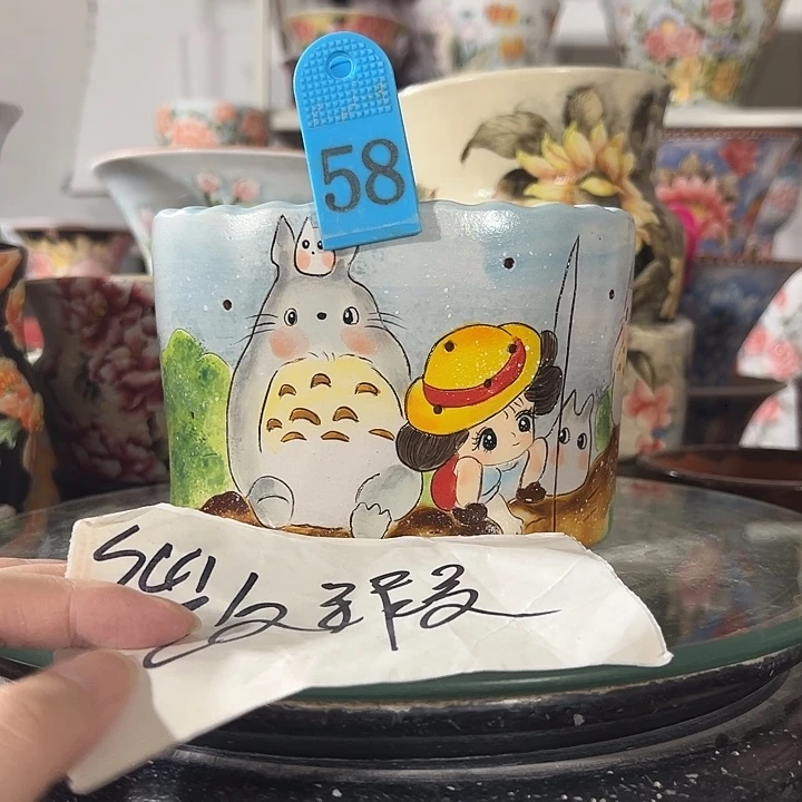 景德镇幸运花盆手绘韩式花盆