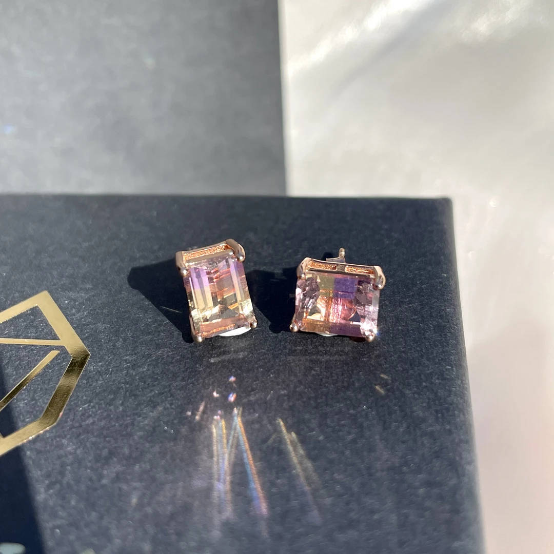 天然水晶耳钉时尚设计感女款珠宝首饰s925银带耳堵高级感