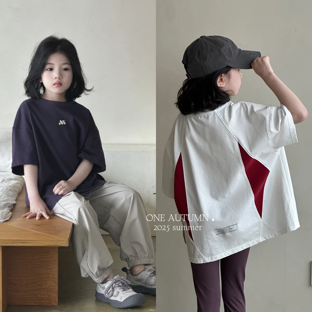 现货「壹秋.ONE AUTUMN」【头牌】拼接短袖T恤女童夏打底衫【GX517】