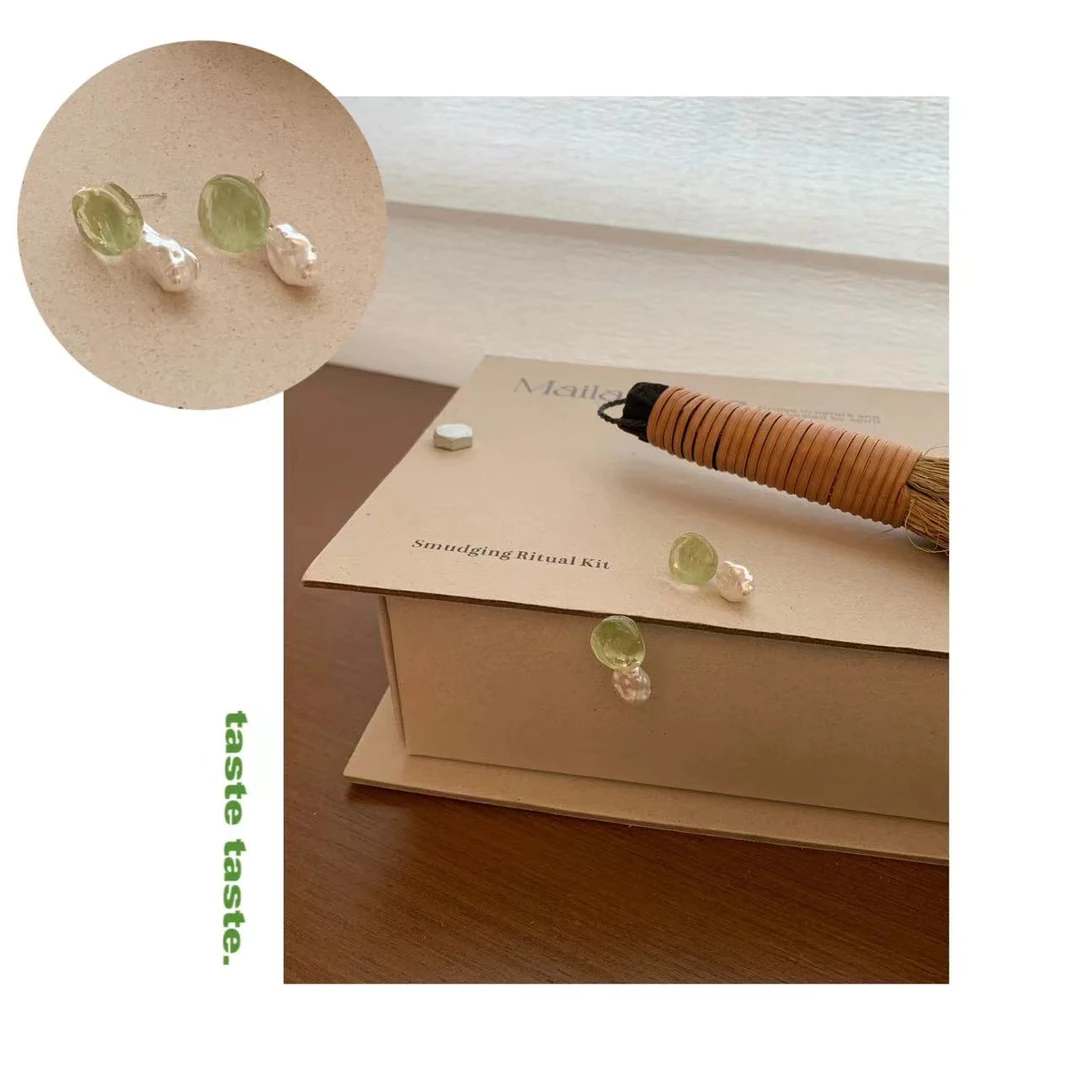 非金属仿珍珠耳饰 taste taste. 冰透-  绝美定制款冰透绿耳饰