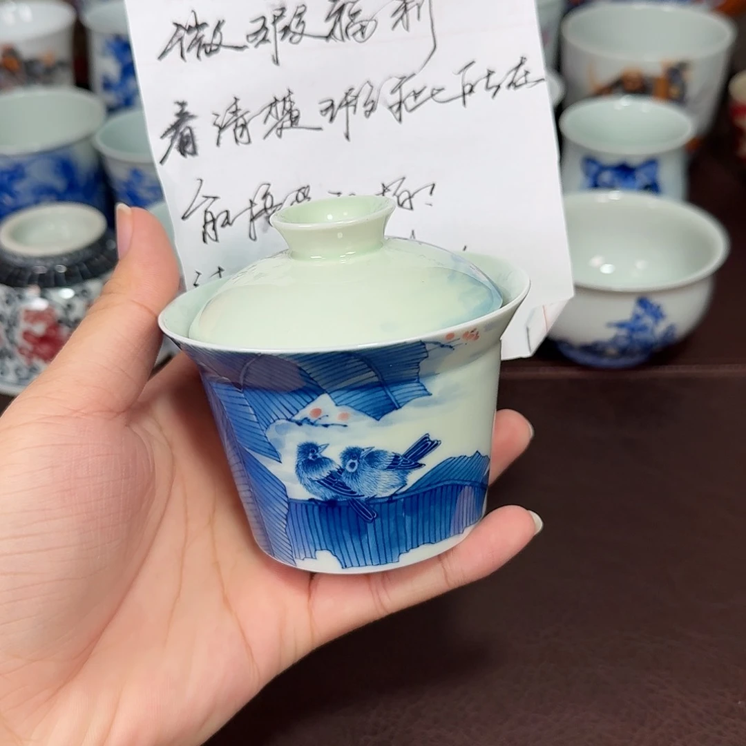 现代景德镇陶瓷盖碗