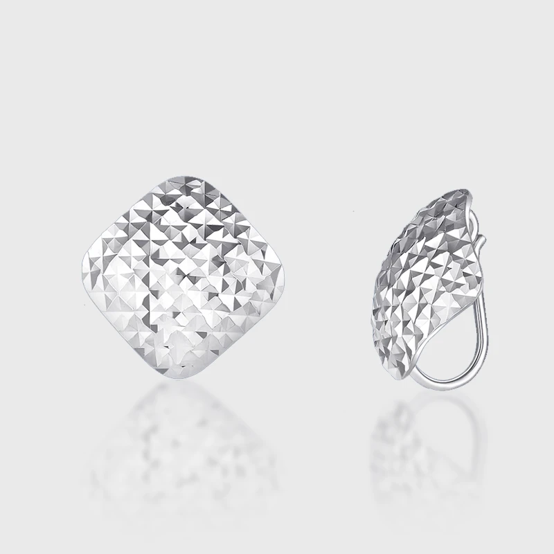 Pt950铂金方形耳包简约气质车花小方糖铂金耳钉耳钩耳包耳扣轻奢