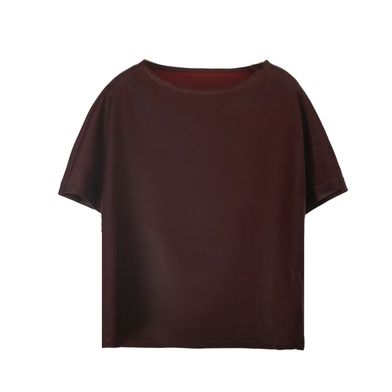 30姆米满桑红云纱红莨原色一字肩百搭连肩短袖12433