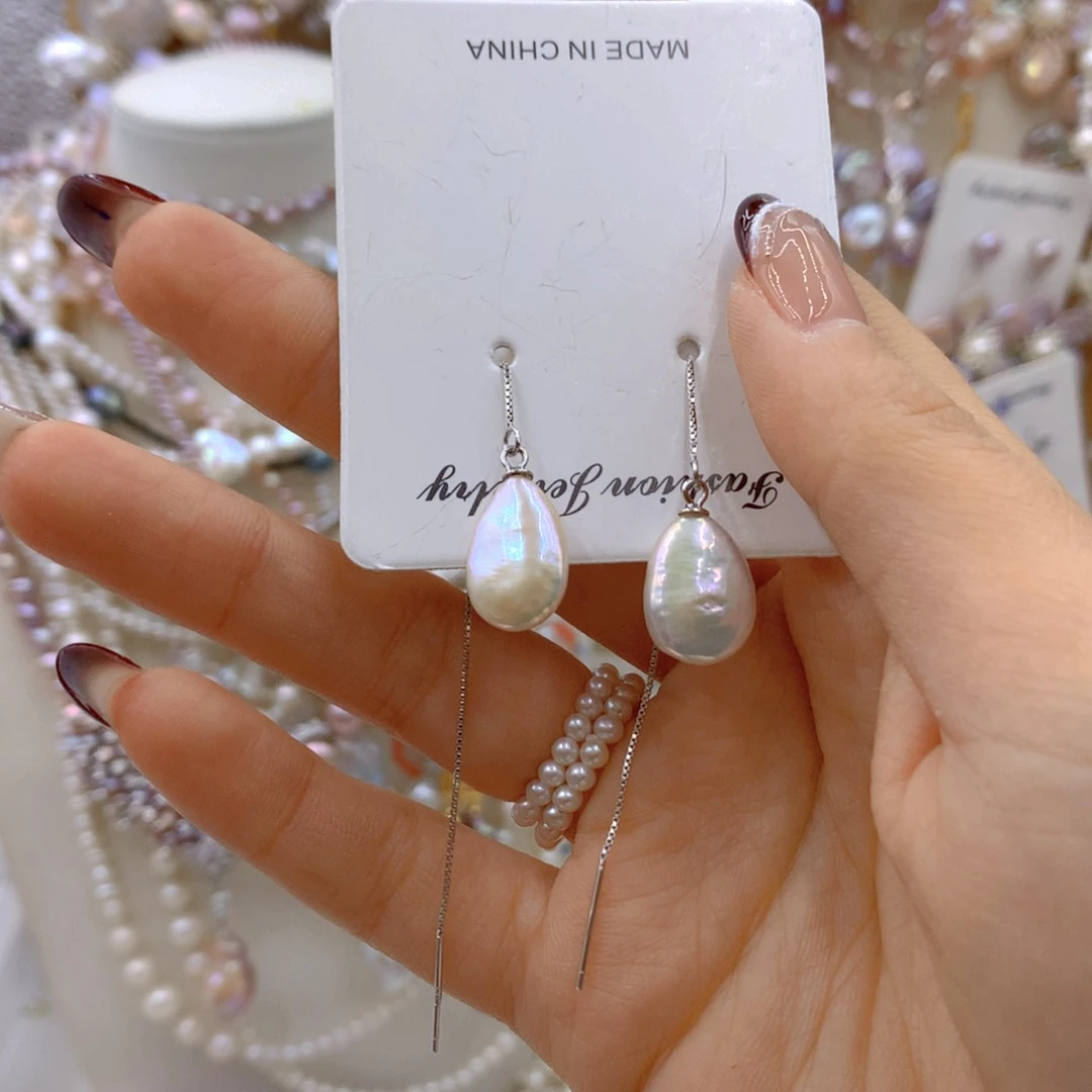 淡水珍珠耳饰银S925镶嵌