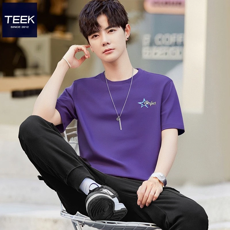 休闲短袖t恤男生潮流夏装 2025夏季时尚男装衣服青年时尚纯棉上衣