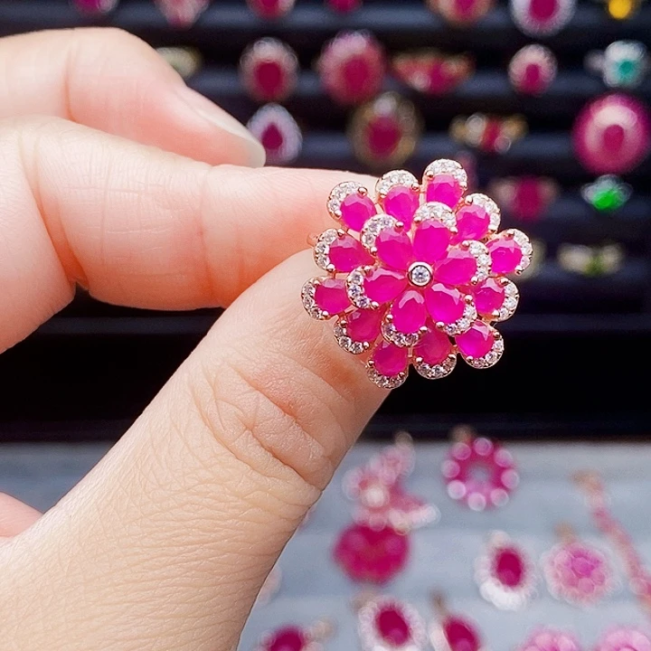 红宝石银S925镶嵌戒指