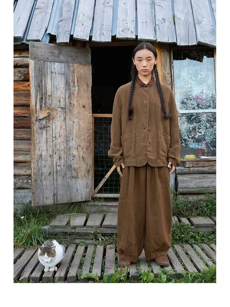 素朴布衣 云雾里原创春新3119复古文艺随性松弛纯亚麻短外套女