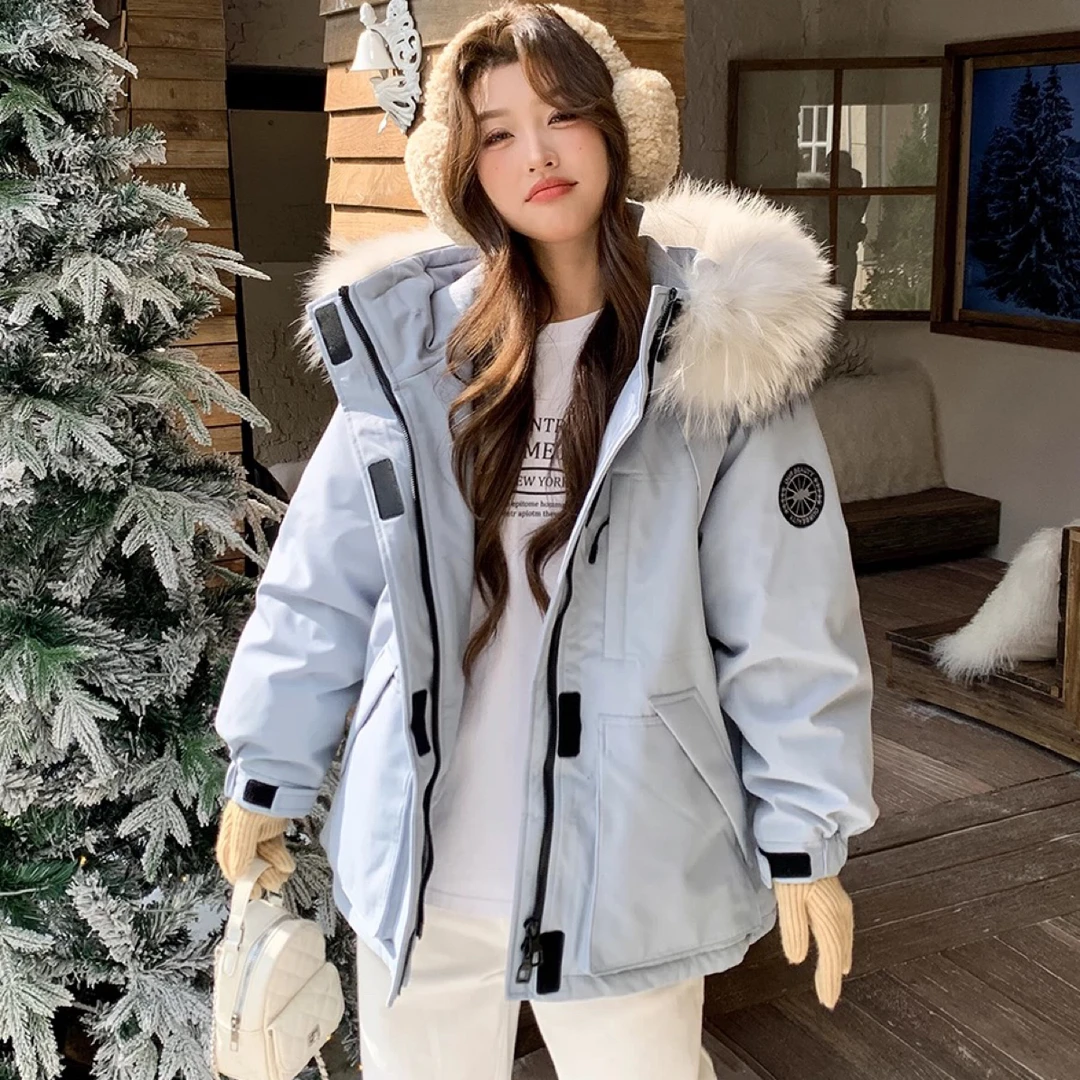 情侣款加棉派克服毛领可拆卸冬季新款时尚百搭舒适外套