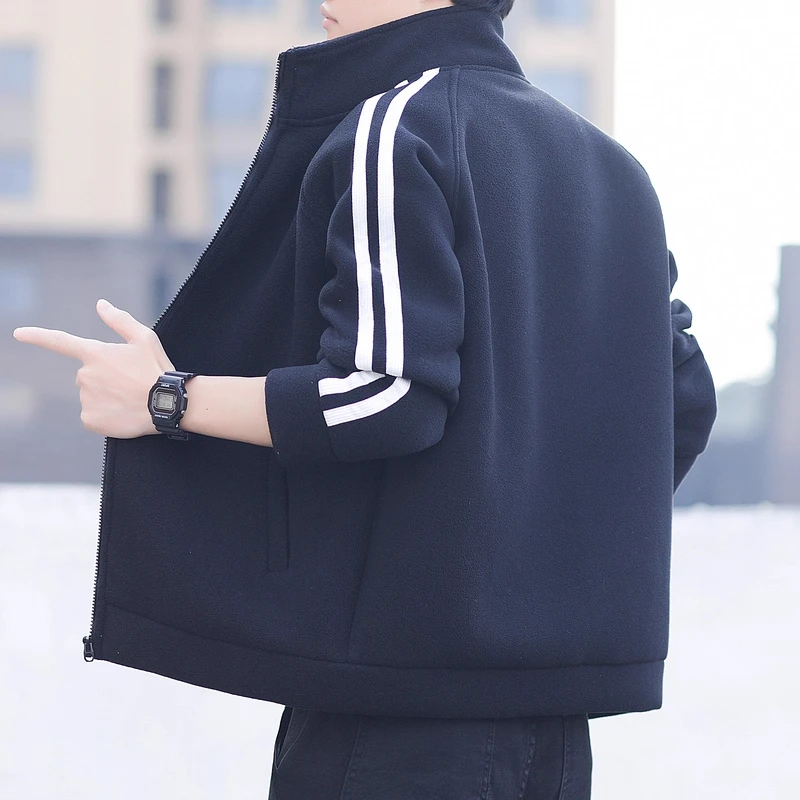 摇粒绒运动卫衣男士外套春秋2025新款休闲大码开衫上衣户外抓绒衣