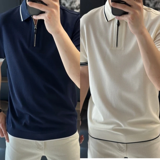 夏季男士拼色高品质翻领polo衫111382