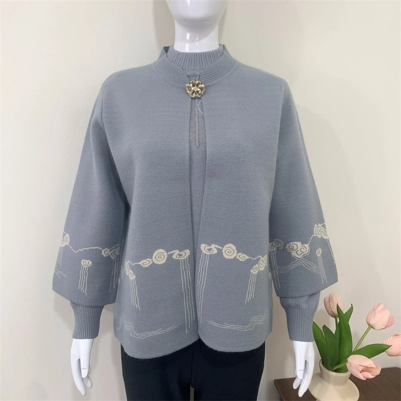 妈妈秋装两件套2025新款开衫洋气上衣中老年女装针织毛衣秋冬外套