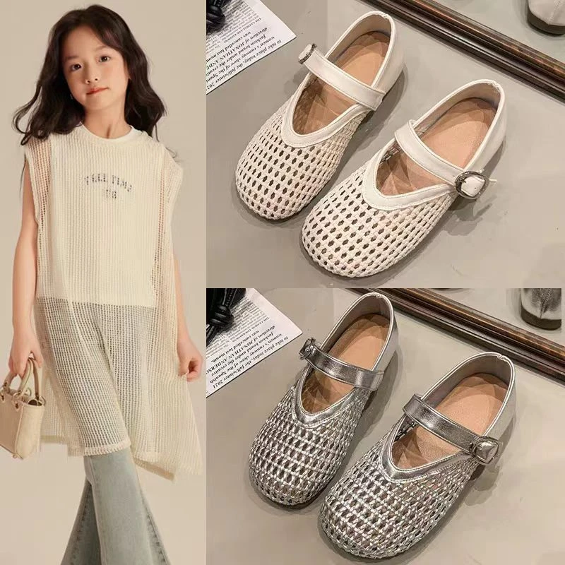 ABC女童皮鞋2025夏季新款玛丽珍软底公主鞋儿童外穿公主天使翅膀