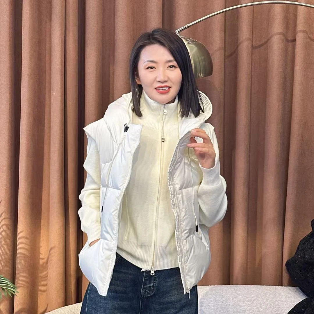 【二婷推荐】25年秋冬新款简约纯色连帽马甲8853