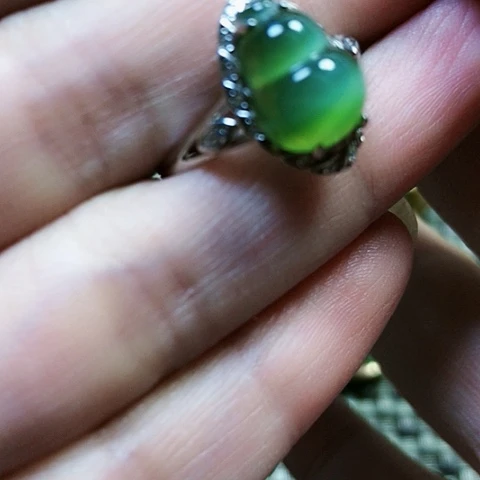 和田玉银S925镶嵌戒指