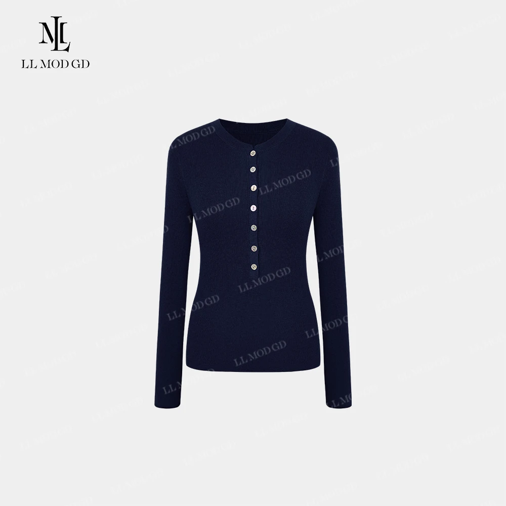 隐线棱析 时尚软糯百搭简约绵羊毛内搭打底针织衫上衣YLXR-263161