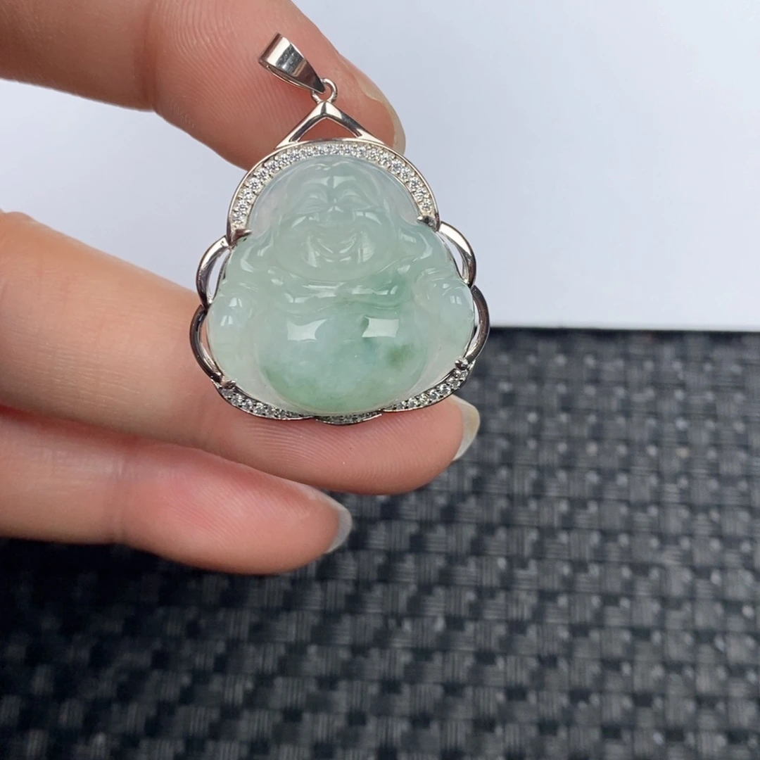 翡翠颈饰银S925镶嵌吊坠