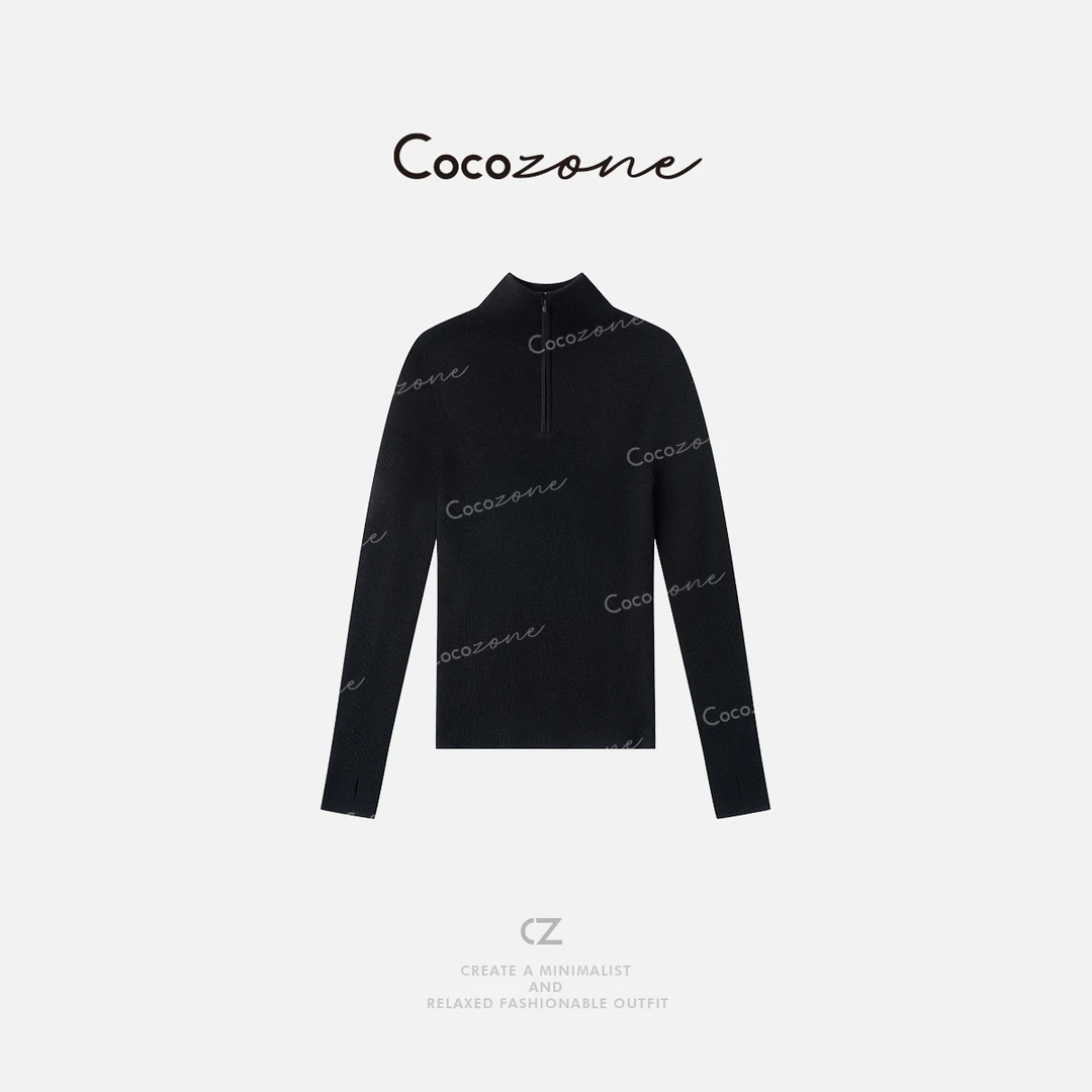 COCO ZONE 刘一一“岛精18针”100羊毛修身立领毛织上衣 CD2A1575