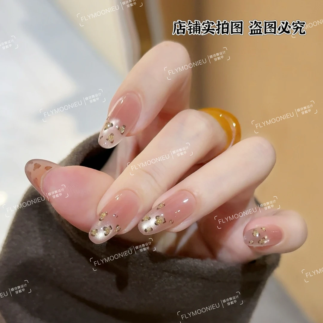 金钱豹  蝶诗舞 纯手工定制美甲贴片 早秋显白气质高级穿戴甲10片
