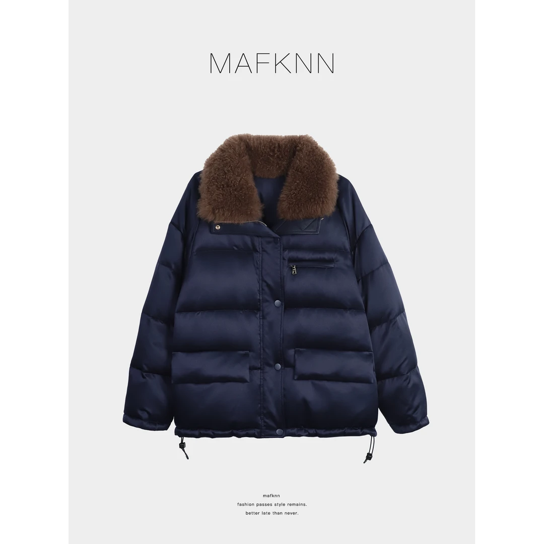 MAFKNN/玛肯时尚休闲简约纯色百搭冬季90白鹅绒羽绒服MK13821