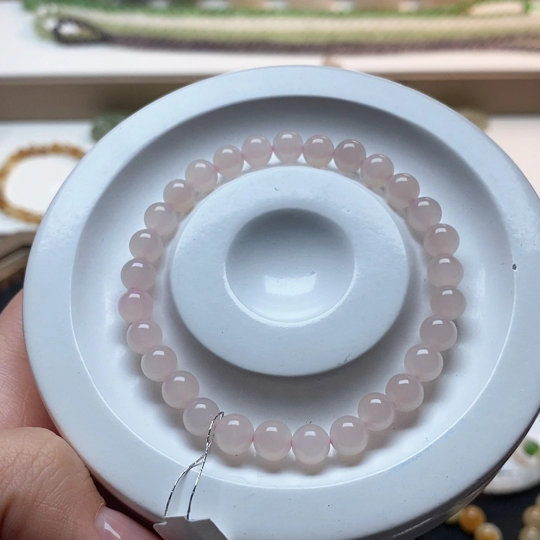 和田玉手串未镶嵌藕粉6mm手串