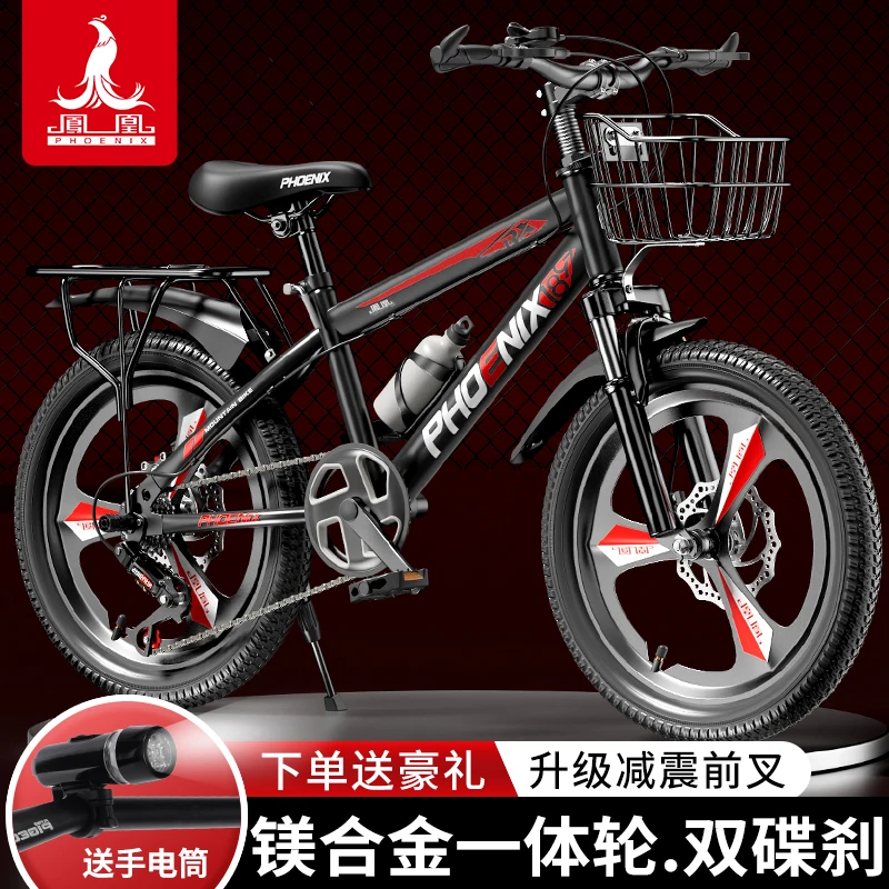 凤凰儿童山地自行车6到12岁8-15中大童小学生男女孩脚踏变速单车