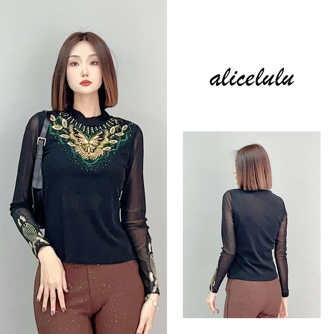 1 ALICE 蝴蝶王后衬衫 重工钉钻 柔光优雅 S2141552J