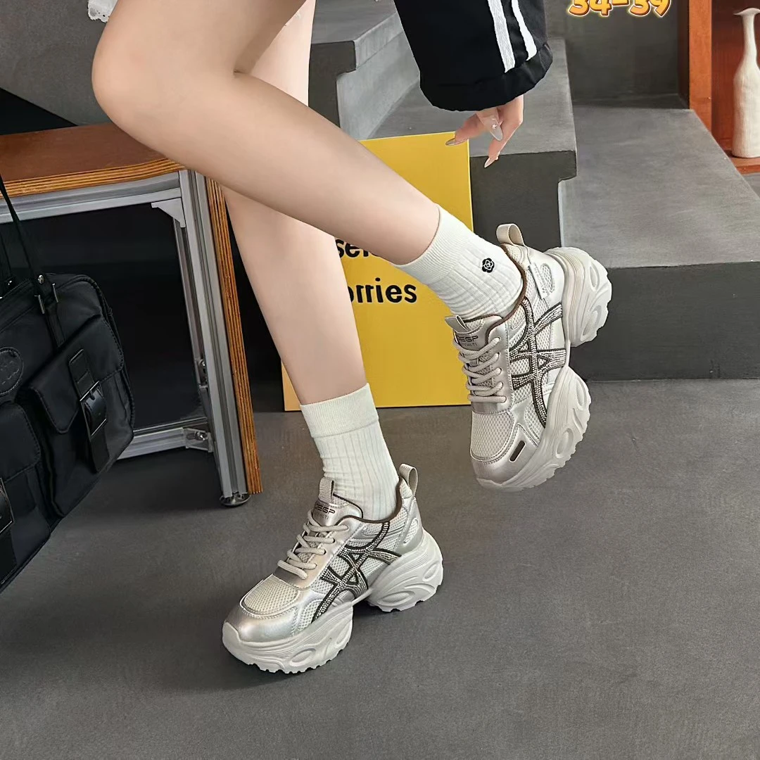 韩版透气厚底老爹鞋ins厚底职场休闲风欧若智性风