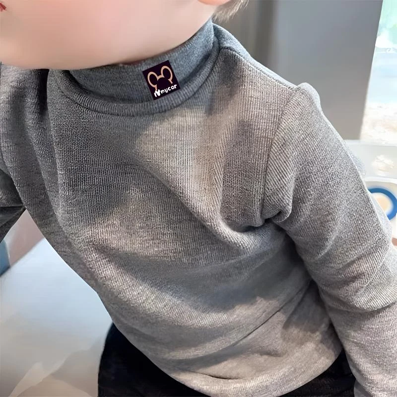 德绒打底衫男童秋冬内搭洋气长袖儿童女童保暖半高领宝宝上衣T恤