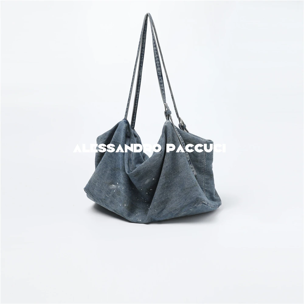 AP洛哥52046BD【油漆包】 进口棉手工涂色 大容量时尚单肩牛仔包