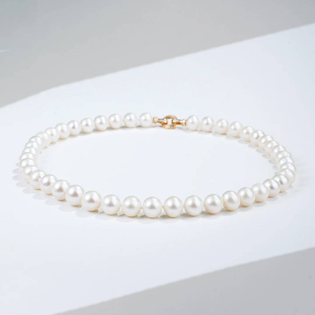 10-11mm焕润A402无核 S925银天然淡水珍珠项链经典精致45cm