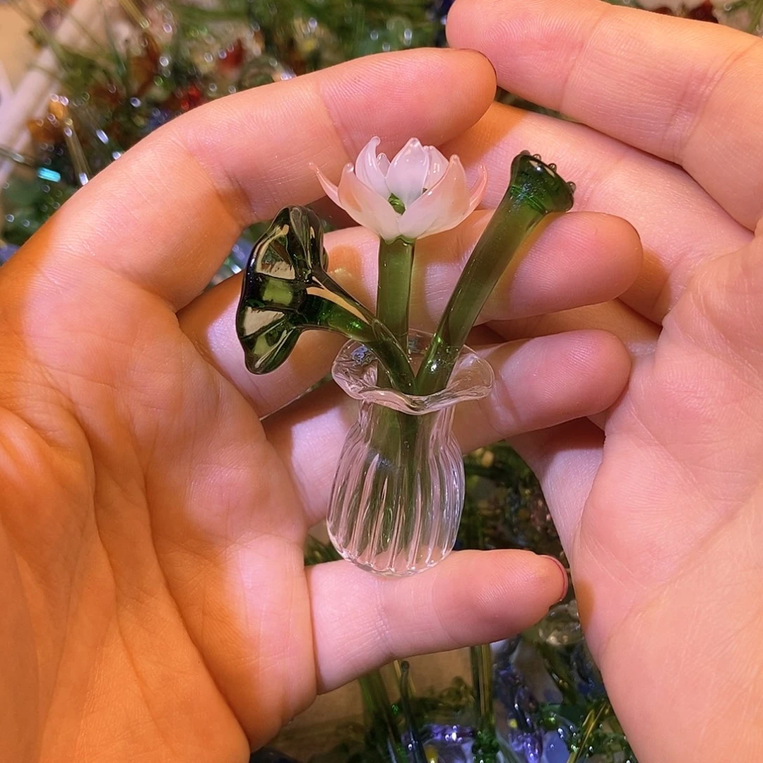 琉璃手工艺品荷花一套