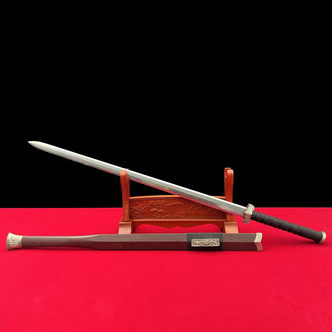 龙泉沈广隆-无畏战剑长款 白铜 血檀木 花纹钢 手工 宝剑 未开刃