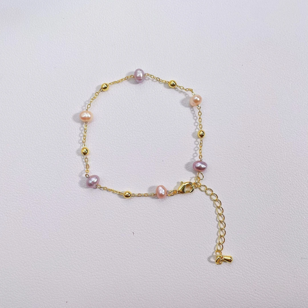 【满天星】5mm天然淡水珍珠满天星延长链糖果色可调节手链1050