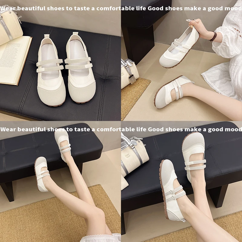 【直播专享】时尚复古休闲鞋丑萌鞋2025夏季文艺圆头浅口魔术贴单鞋