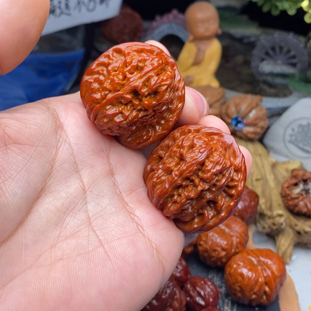 文玩核桃把件四座楼狮子头边40肚38全品