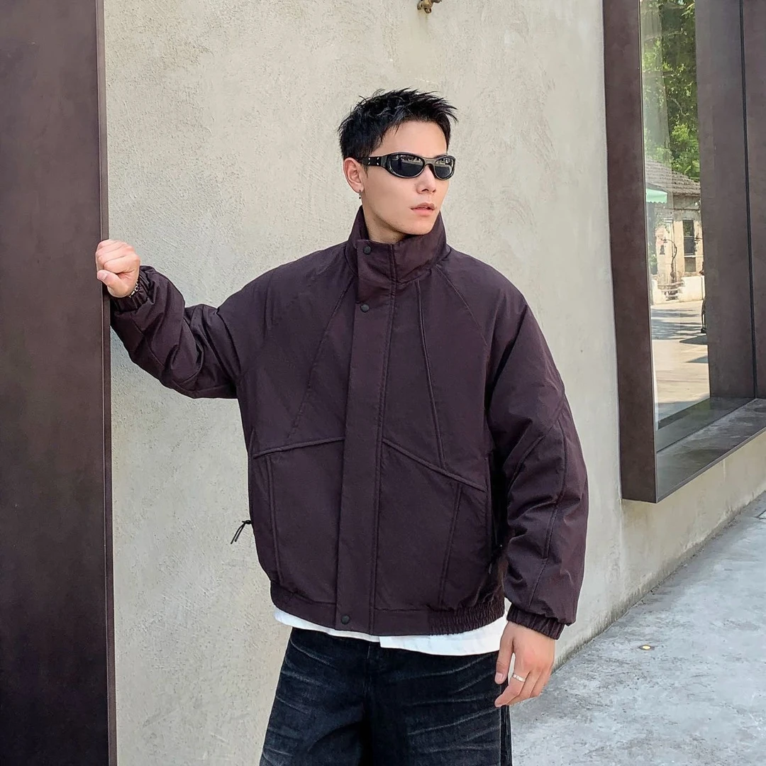 实体店冬季立领白鸭绒加厚保暖港风纯色休闲潮流男士外套801