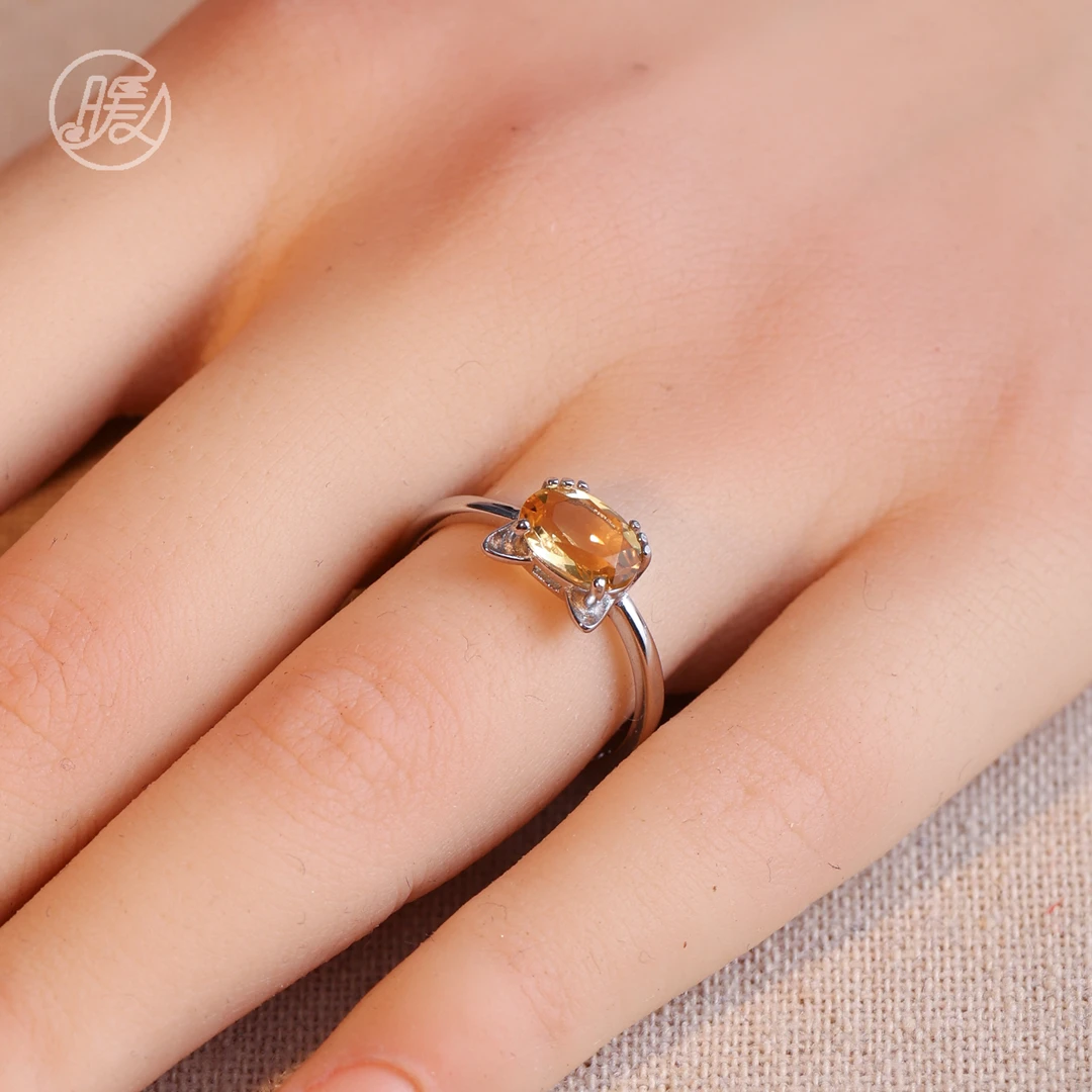 Nuanyan/暖言天然黄水晶小猫造型开口戒戒指Z3335多样性发一