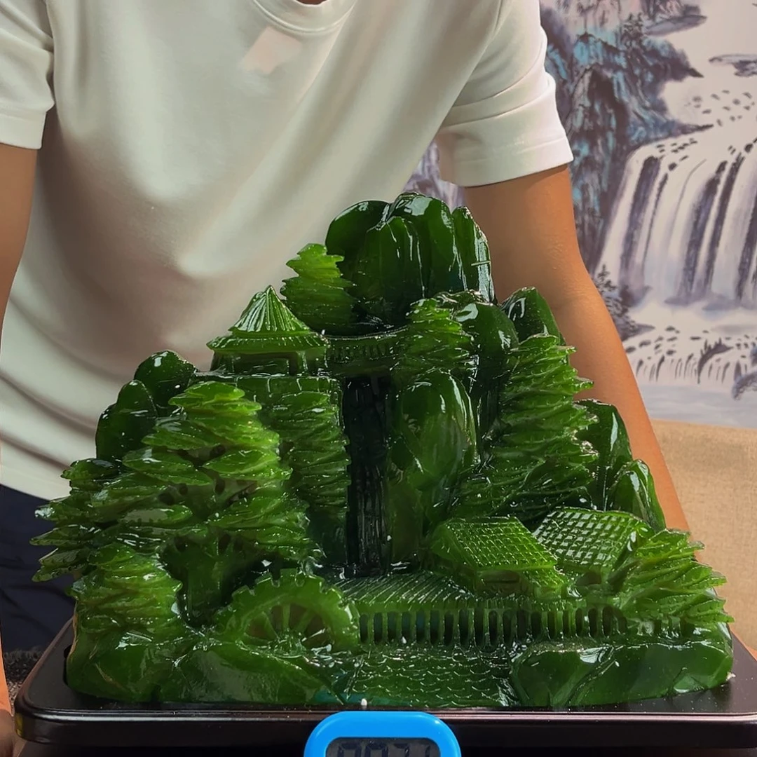 老***棵玉玉摆件绿色带底座
