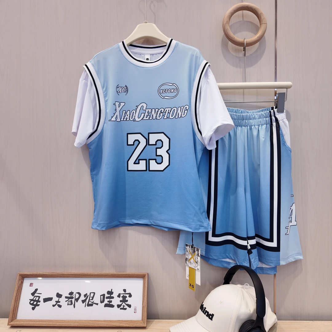 【小哥穿搭】男孩速干印花套装冰凉透气运动休闲中大童夏季71546