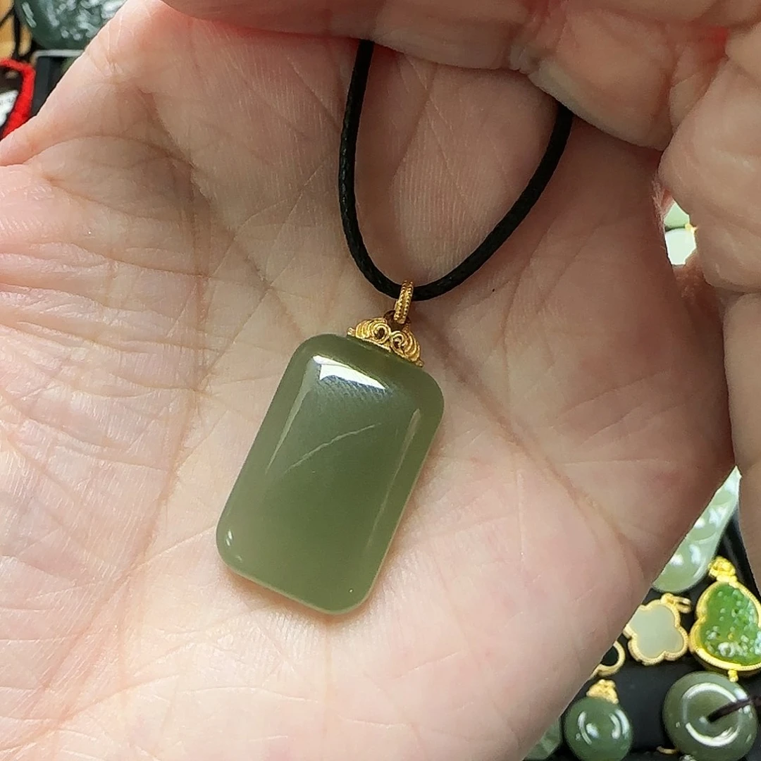 和田玉银S925镶嵌吊坠(不含链)