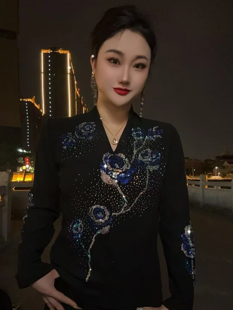 【新款22#】打底衫秋冬女内搭秋冬新款时尚烫钻上衣