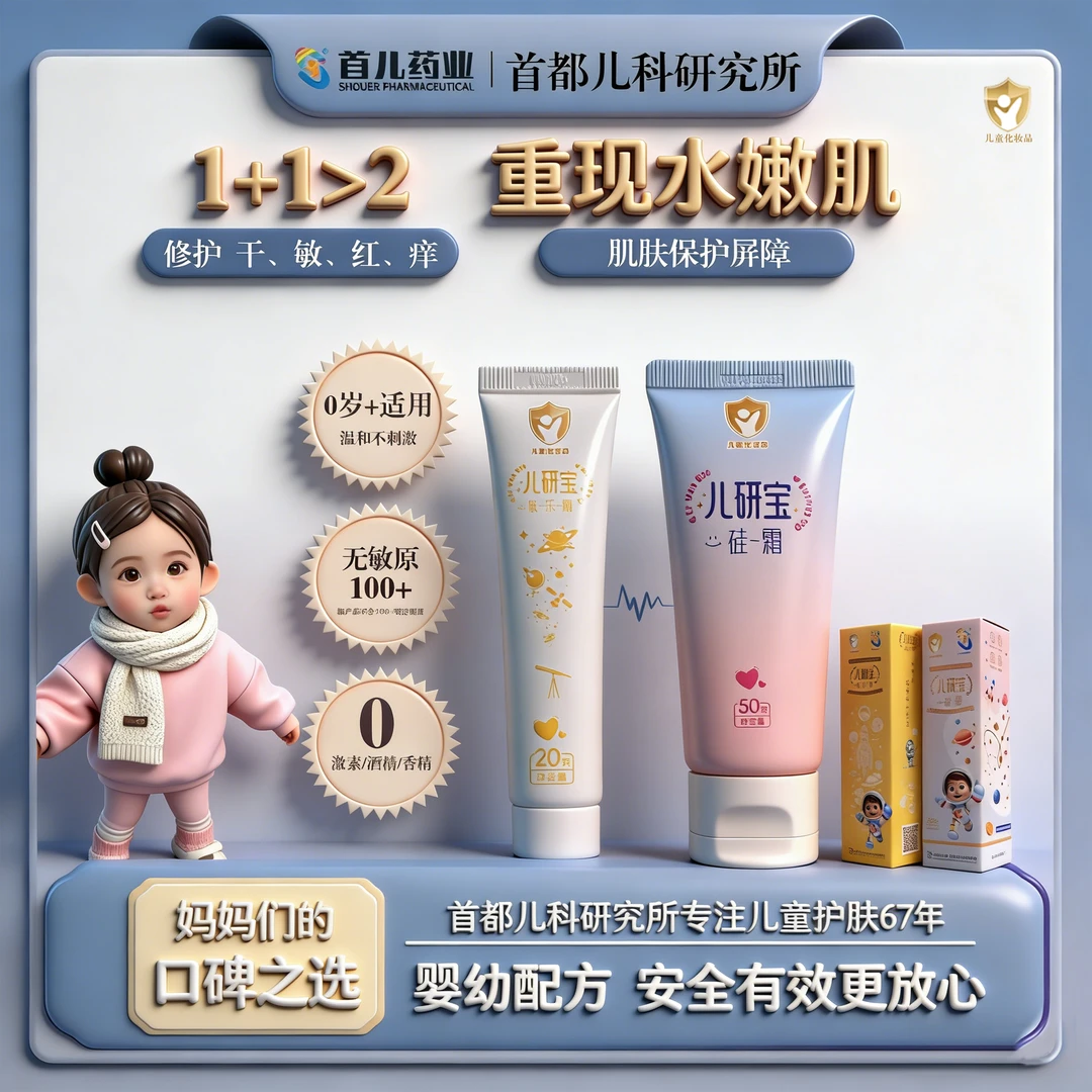 【儿研宝肤乐霜+硅霜】首儿药业婴童修护屏障湿某某舒缓 0激素润肤
