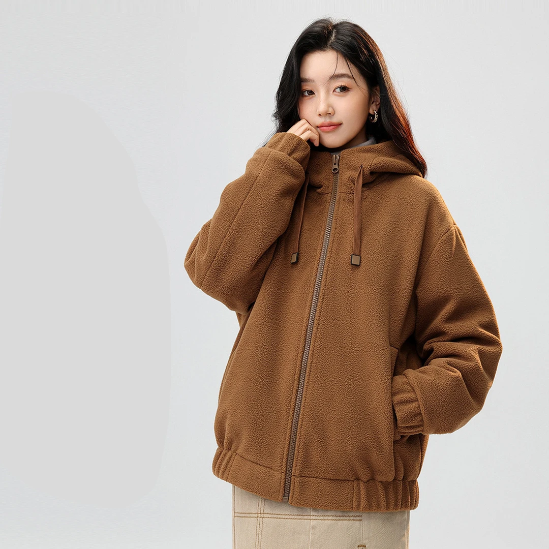 鹅绒短款摇粒绒羽绒服时尚保暖男女同款连帽外套加厚秋冬WZX737