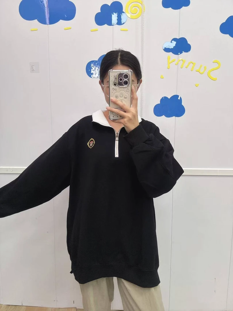 【处理】秋季大码百搭时尚气质宽松简约长袖卫衣女（50）