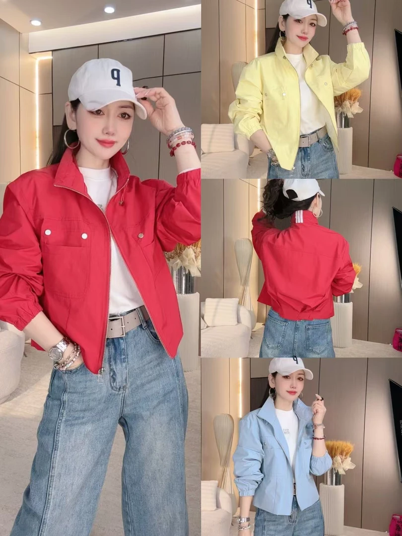 8609新款春夏爆款休闲女士冲锋衣短款外套小个子百搭洋气纯色