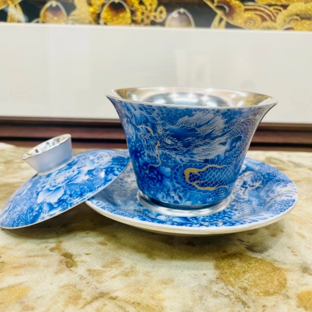 S7988-青蓝花龙银盖碗（96）