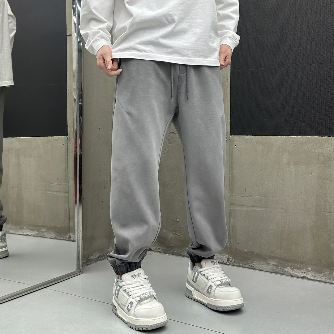 2025新款微弹力潮休闲裤春秋抽绳运动男装百搭卫裤潮流水洗6925