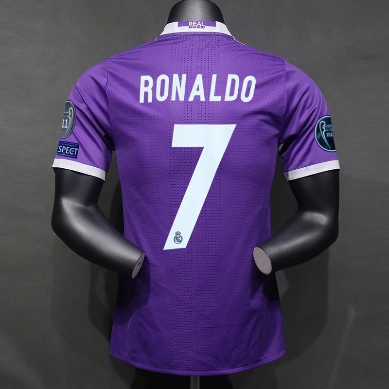 16-17皇马客场足球服球员版7号C罗复古9号本泽马克罗斯拉莫斯球衣