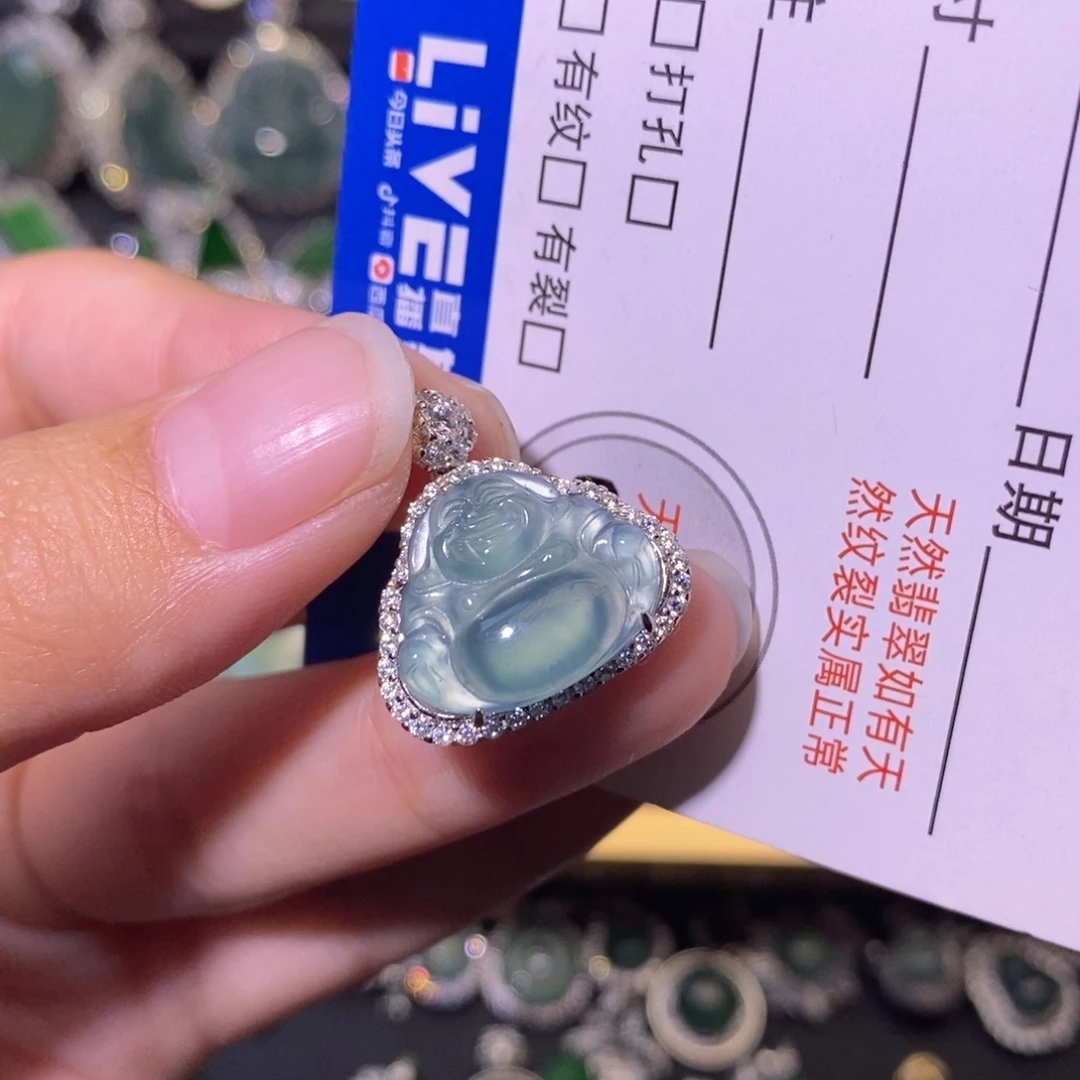 翡翠银S925镶嵌颈饰天然